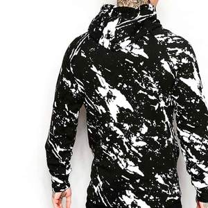 Vente en gros Sweat à capuche pour homme noir et blanc, effet éclaboussures de peinture et délavé, streetwear graphique, logo personnalisé, style hip-hop - Product Image 2