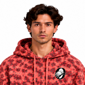 Coral <b>Leopard</b> <b>Print</b> <b>Hoodie</b> Oversized Pullover Streetwear Sweatshirt Heavyweight Fleece Kangaroo Pocket Casual Streetwear Top - Product Image 3