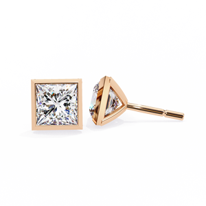 Boucles d'oreilles clous en diamant taille princesse – Diamant de laboratoire CVD carré serti clos de 1,77 ct, en or blanc massif 10K 14K 18K, tiges solitaires - Product Image 5