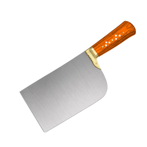 Couteau à viande robuste PK-DR, lame argentée, manche en bois orange, embout doré, couteau de boucher professionnel, outil de cuisine - Product Image 1