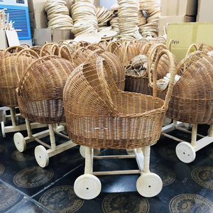 Rattan Baby <b>Stroller</b> Traditional Design Wicker Crib <b>for</b> Babies and Kids 0-3 Years - Product Image 3