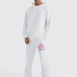 Ensemble de survêtement sportif en molleton respirant à séchage rapide pour homme, avec logo personnalisé, en coton, avec cordon de serrage, 2 pièces - Product Image 4