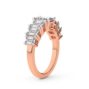 Bague de luxe en or massif 14k/18k, bijou Aphrodite, émeraude et diamant de laboratoire, alliance pour femmes et filles. - Product Image 5