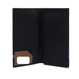 Portefeuille long exécutif en cuir noir élégant, ultra-mince, minimaliste, à double pli, avec protection pour chéquier, pochette premium pour espèces et cartes, utilisation quotidienne - Product Image 5