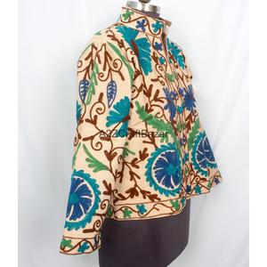 Handmade Embroidered Cotrise <b>Jacket</b> for Women <b>Collar</b> Full Sleeves Quick Dry Breathable Cotton Lining - Product Image 4