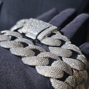 Chaîne cubaine de luxe haut de gamme en argent sterling 925 plaqué or, avec diamants VVS blancs certifiés de laboratoire, style hip-hop, cadeau de mariage - Product Image 6