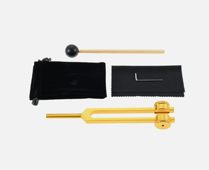 Diapasones dorados de 128 Hz con martillo de silicona para terapia de sanación por sonido musical - Product Image 3