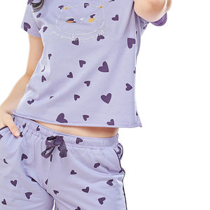 Conjunto de Dos Piezas para Mujer, Estampado Floral, Verano, Top de Manga Corta y Pantalones Cortos, Ropa de Dormir Transpirable - Product Image 3