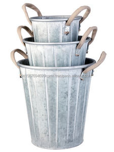 Belle qualité galvanisé seaux affichage extérieur jardinières françaises pour ferme jardin décoration métal noël planteur ensemble de 2 - Product Image 6