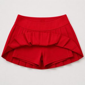 Minifalda Roja Plisada para Mujer RITS, Cintura Alta, Estampada, Tejido Transpirable Antiarrugas de Secado Rápido, Spandex/Poliéster, con Bolsillos - Product Image 6
