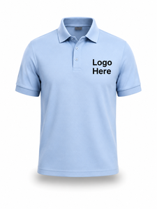 เสื้อเชิ้ตแขนสั้นสีฟ้าอ่อนสำหรับผู้ชาย ผ้าฝ้ายอ๊อกซ์ฟอร์ด ระบายอากาศได้ดี สไตล์ลำลอง ติดกระดุมด้านหน้า ปักลายถักแบบสั่งทำ - Product Image 2