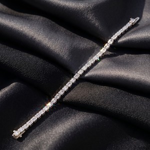 Luxury East West Bezel Set Emerald Shape CVD HPHT Lab Grown Diamond 14k Solid Gold IGI Certified <b>Bracelet</b> Fine Jewelry Women - Product Image 5