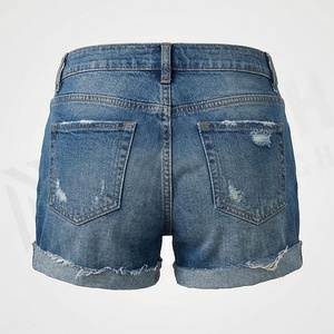 Shorts en jean droits pour femmes, coupe régulière, style décontracté sexy, taille mi-haute, design vintage, couleur personnalisable - Product Image 2