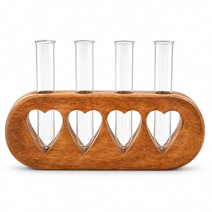 Vase à fleurs mural en bois et bambou pour la décoration de la maison, salon et bureau, par la collection artisanale, design moderne et luxueux, personnalisable - Product Image 5