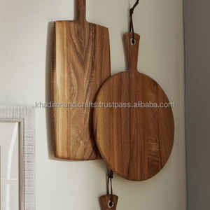Tabla de cortar de madera maciza de forma redonda Tabla de cortar de queso de tamaño personalizado de la mejor calidad de la India - Product Image 4