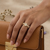 Bague Éternité Vintage Trèfle Diamant Plaqué Rhodium pour Femme, Bague Empilable Anniversaire de Mariage en Or 14K