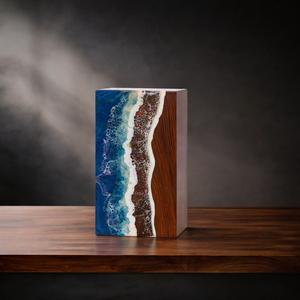 Handcrafted Rosewood Cremation Urn for Ashes – Ocean Wave Wooden <b>Memorial</b> <b>Box</b> Keepsake - Product Image 4