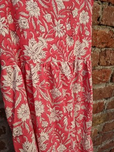 Vestido Largo Indio 100% Algodón Estampado a Mano con Cuello Cuadrado y Bordado Floral, Estilo Casual, Vestido Maxi Largo - Product Image 2