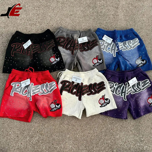 2025 Summer Men's Casual Streetwear <b>Shorts</b> 100% Acid Washed Cotton Loose Fit with Embroidered <b>Technics</b> - Product Image 1