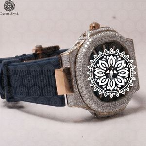 Charm_Jewels Luxury Stainless Steel Tonneau <b>Watch</b> 42mm Analog Sapphire Crystal <b>Diamond</b> Bezel Leather Band Quartz Movement - Product Image 2