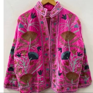 Velvet Suzani Embroidered Jacket Handmade Boho Chic Ethnic <b>Coat</b> Vintage Style Outerwear Wholesale Bohemian Velvet Jacket - Product Image 1