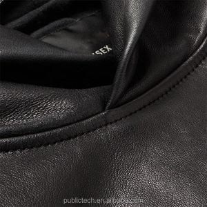 Veste en cuir pour homme, style classique à capuche, manches longues, fermeture éclair frontale, design durable, style décontracté, streetwear - Product Image 6