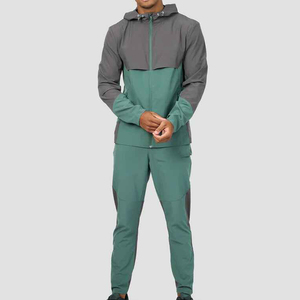 Ensemble de survêtement coupe-vent zippé pour hommes, personnalisable avec logo, streetwear grande taille, pour le jogging et le sport - Product Image 1