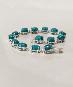 Natural Blue <b>Turquoise</b> Silver Bracelet 925 Sterling Silver Handmade Gemstone Bracelet Boho Statement Jewelry Wholesale - Product Image 3