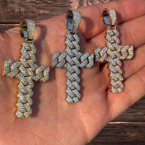 Colgante Cruzado de Moissanita Iced Out con Diamantes, Plata de Ley 925 Bañada en Rodio, Estilo Cadena Cubana, Joyería Hip Hop para Fiesta - Product Image 5