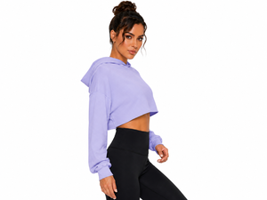 Sudadera corta cómoda para mujer, hecha con material transpirable, diseño moderno, ideal para ropa urbana, fitness, viajes y atuendos casuales. - Product Image 2