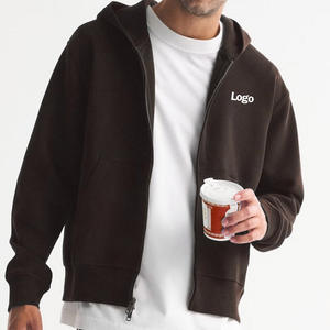 เสื้อฮู้ดซิปเต็มตัว แขนยาว ผ้าฟลีซ สีพื้น สำหรับผู้ชาย เสื้อแจ็คเก็ตฤดูหนาว บริการ OEM มีกระเป๋า ผ้าฝ้าย 100% - Product Image 2