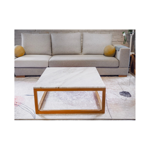 Customized <b>White</b> Marble Solid Teak Wood Square <b>Coffee</b> <b>Table</b> Minimalist Luxury Living Room Furniture for Modern Home Decor - Product Image 2