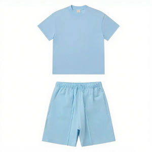 Ensemble de vêtements d'été pour homme, t-shirt à col haut et short, logo personnalisé, décontracté, thermique, blanc, deux pièces, 2025 - Product Image 5