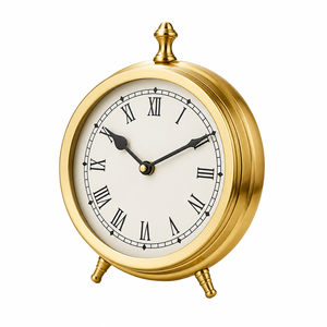 Vintage Gold Quartz Analog Table <b>Clock</b> with Roman Numerals, Decorative Metal Desk <b>Clock</b> for Home, Office & Living Room DecorGift - Product Image 2