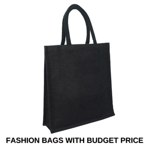 Sac à provisions en jute noir taille personnalisée avec tissu teint de marque privée pour la promotion des entreprises utilisation de la mode et acheteur en gros budgétaire - Product Image 2