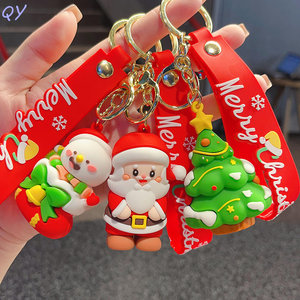 QY Venta al por Mayor de Llaveros Navideños de Dibujos Animados, Llaveros de PVC Suave con Diseño de Santa Claus y Muñeco de Nieve, Regalo Promocional para Festivales - Product Image 5