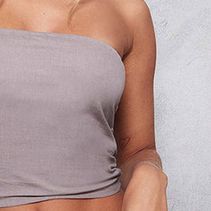 Ensemble de maillot de bain trois pièces à carreaux pour filles, style plage et surf, écologique, anti-UV, avec haut bandeau et haut à col halter - Product Image 2