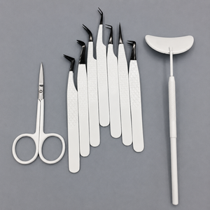Custom Luxury <b>White</b> Handle Curved Precision Tweezers Set with Stainless Steel Durable & Eco-Friendly for Eyebrow Use - Product Image 4