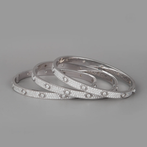 Classic Stainless Steel Diamond <b>Bangle</b> <b>Bracelet</b> Rhodium Plated Pave Setting For Women's Fashion Jewelry Gift - Product Image 3