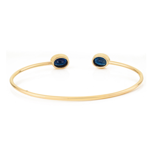 Top Quality Hot Selling <b>Solid</b> K14 Yellow <b>Gold</b> Blue Sapphire Simple Flexible Cuff <b>Bangle</b> Trendy Everyday Wear Custom Jewelry - Product Image 6