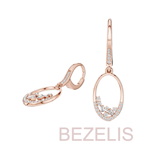 Bezelis Classic Round Brilliant Cut Diamond <b>Drop</b> Earrings Lever <b>Back</b> Oval Pave Dangle for Women Fine Gift Wholesale - Product Image 4