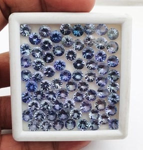 Lote al por mayor de piedras preciosas sueltas de tanzanita natural de corte redondo para fabricación de joyas, piedra azul violeta - Product Image 1