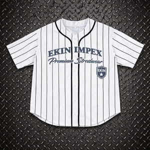 Camiseta de Béisbol, Corte Cuadrado, Color en Contraste, Botones, Logotipo Personalizado Bordado, Impresión en Serigrafía, Dobladillo Curvo, Franela Mandarina - Product Image 1