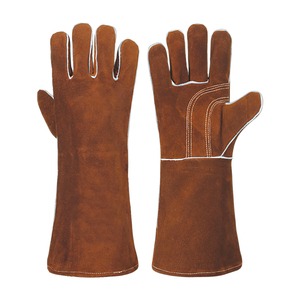 Gants de soudage en cuir fendu noir - Gants de protection longs en cuir de vachette véritable pour le travail et la soudure - Product Image 4