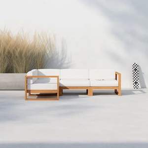 Sofá de patio de teca para exteriores, hecho en Indonesia, muebles de madera maciza - Product Image 1