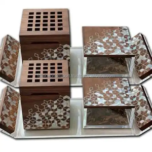 Fregona de Color marrón, artesanías de la mejor calidad, bandeja con incrustaciones de madreperla, juego de quemador de incienso, fregona árabe, regalo de Ramadán Mubkhar Dukh - Product Image 4