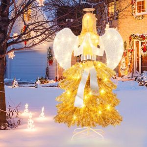 Albero di Natale Artificiale Illuminato a Forma di Angelo di 1,58 Metri con Luci LED Bianco Caldo - Product Image 1