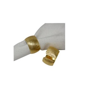 Luxury Modern Gold Textured Pattern Aluminum Durable Customizable Napkin Ring Set Eco-Friendly Decorative <b>Table</b> Accessory - Product Image 4