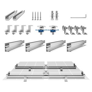 Kit de montage de panneaux solaires, 4 rails en aluminium de 30 pouces, 4 colliers de serrage d'extrémité et 2 colliers de serrage souples, système de fixation pour panneaux solaires - Product Image 2