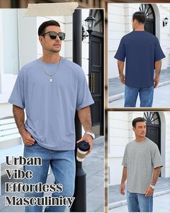 เสื้อยืดโอเวอร์ไซส์ผ้าฝ้ายแท้ 100% น้ำหนัก 220 กรัม พิมพ์ลายตามสั่งที่ไหล่ สไตล์ฮิปฮอป ไซส์ใหญ่พิเศษ ผ้าฝ้ายแท้ 100% ทรงบ็อกซี่ สำหรับผู้ชาย - Product Image 4